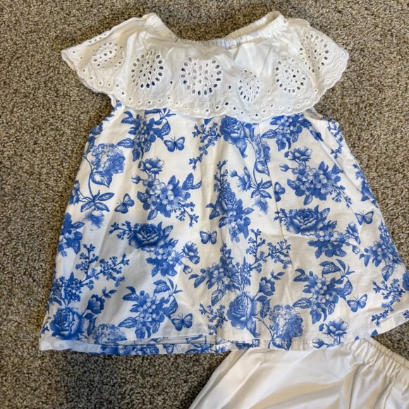 LITTLE ME Blue & White Floral Dress with Panty 9 months Ruffle - Picture 2 of 7